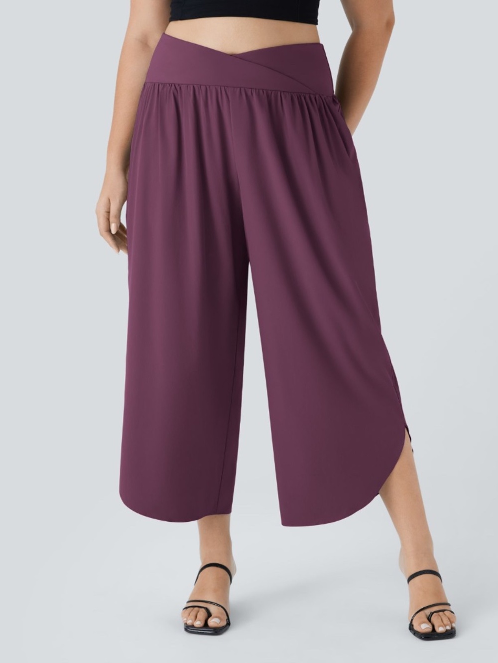 Halara Breezeful High Waisted Crossover Pocket Quick Dry Pants 2X Amaranth NEW
